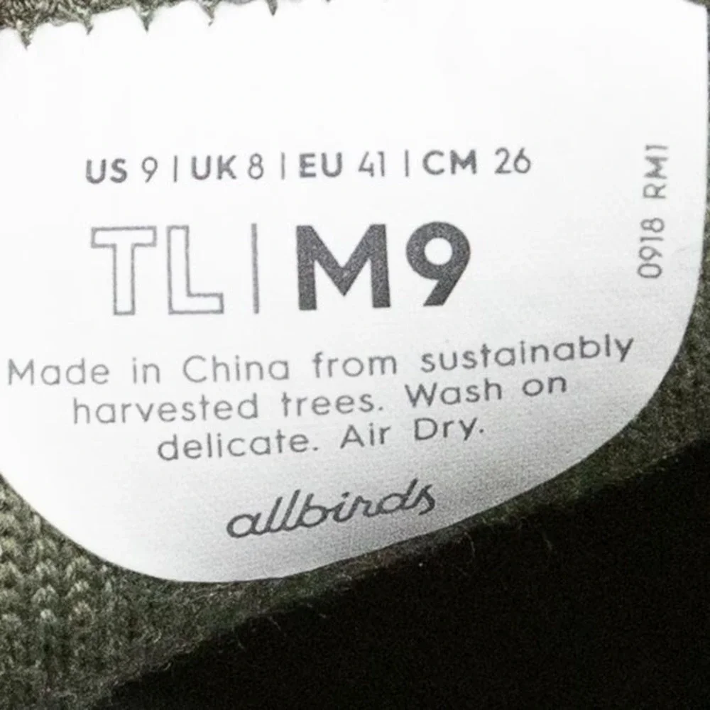 ALLBIRDS Tree Lounger Eucalyptus Fiber Slip On Sneakers Olive Green Mens Sz 9